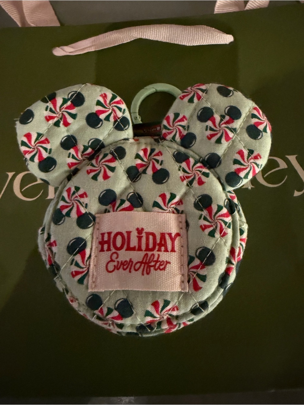 Vera Bradley Mint Green Candy Print Mickey Ear Pouch Disney Hallmark